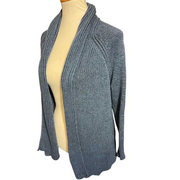 L.L. Bean Women’s Open Front Knit Cardigan Sweater Size Large Petite Slate Blue - Picture 7 of 11